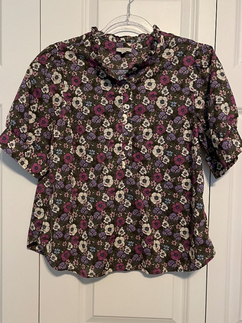 Talbot's Women's Pull-over Short Sleeve Blouse Sz Petite Large